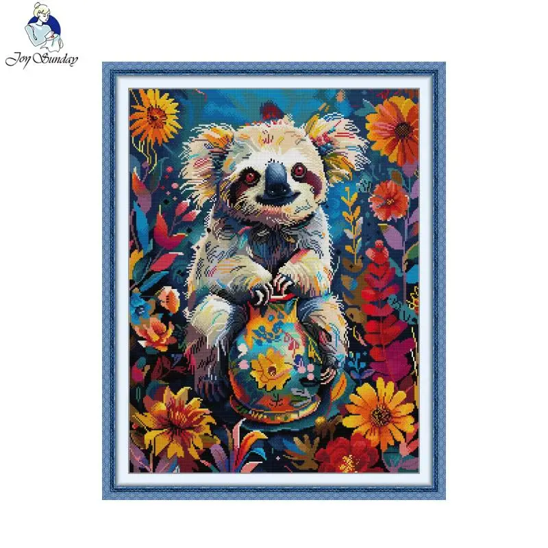 Joy Sunday Cross Stitch Kit Sloth HD Pattern Aida 16CT 14CT 11CT Counted Printed Canva DIY Hand Embroidery Kit Home Decor New