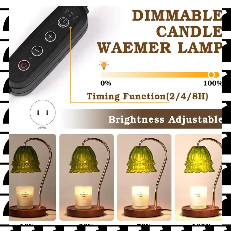 

A44U 1 PCS Candle Warmer Lamp With Timer, As Shown Iron+Glass+Wood Birthday Gift For Women, Mom, Female Friend US Plug