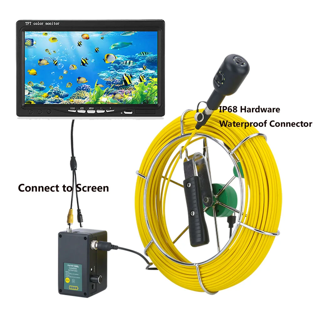 30M 7inch 1080P HD Dual Camera Lens Industrial Endoscope Drain Sewer Pipe Camera