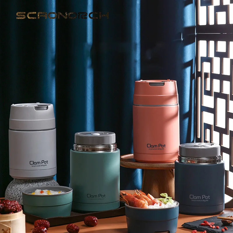 Food Thermal Jar Soup Gruel Double Wall Stainless Steel Vacuum Lunch Box Office Insulated Thermos Bottle Containers with Spoon