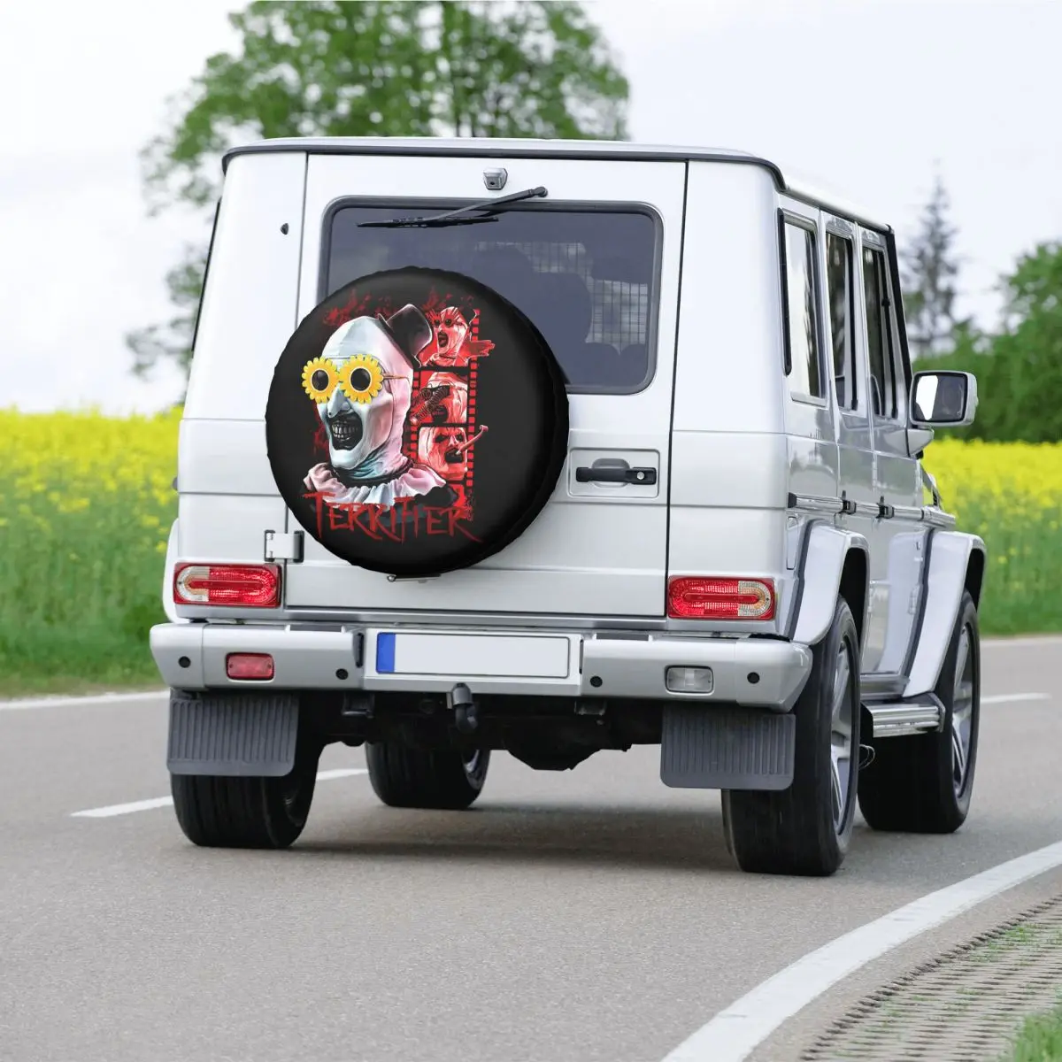 مخصص هالوين مهرج فيلم الرعب المرعب غطاء الإطار الاحتياطي ل جيب SUV RV 4WD مقطورة 4x4 عجلة حامي يغطي