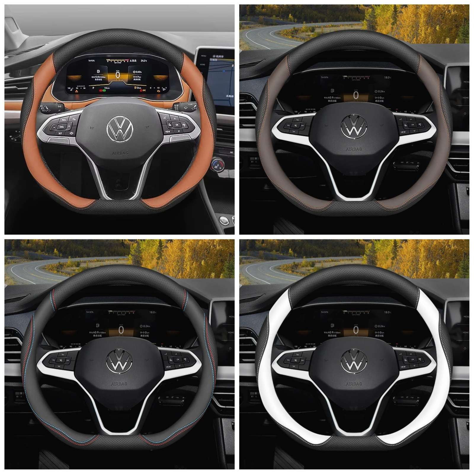 Leather Steering Wheel Cover For Volkswagen Golf Polo Tiguan Passat T-Cross Touareg ID3 4 Ultra Thin 2024 2025 2026 Accessories