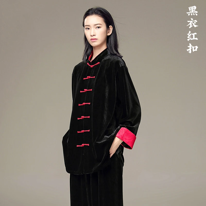 2025 Winter Autumn Thickened South Korean Velvet Tai Chi Uniform for Men Women - Practice Morning Exercise Professional Performa
