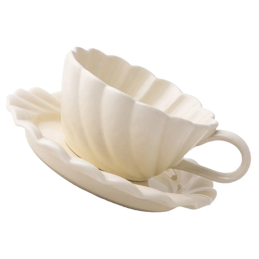 

Ceramic Cup Set Multi-Function Coffee Mug Exquisite Water Cup Home Supply Attractive Lines Flat Base Stand Firmly