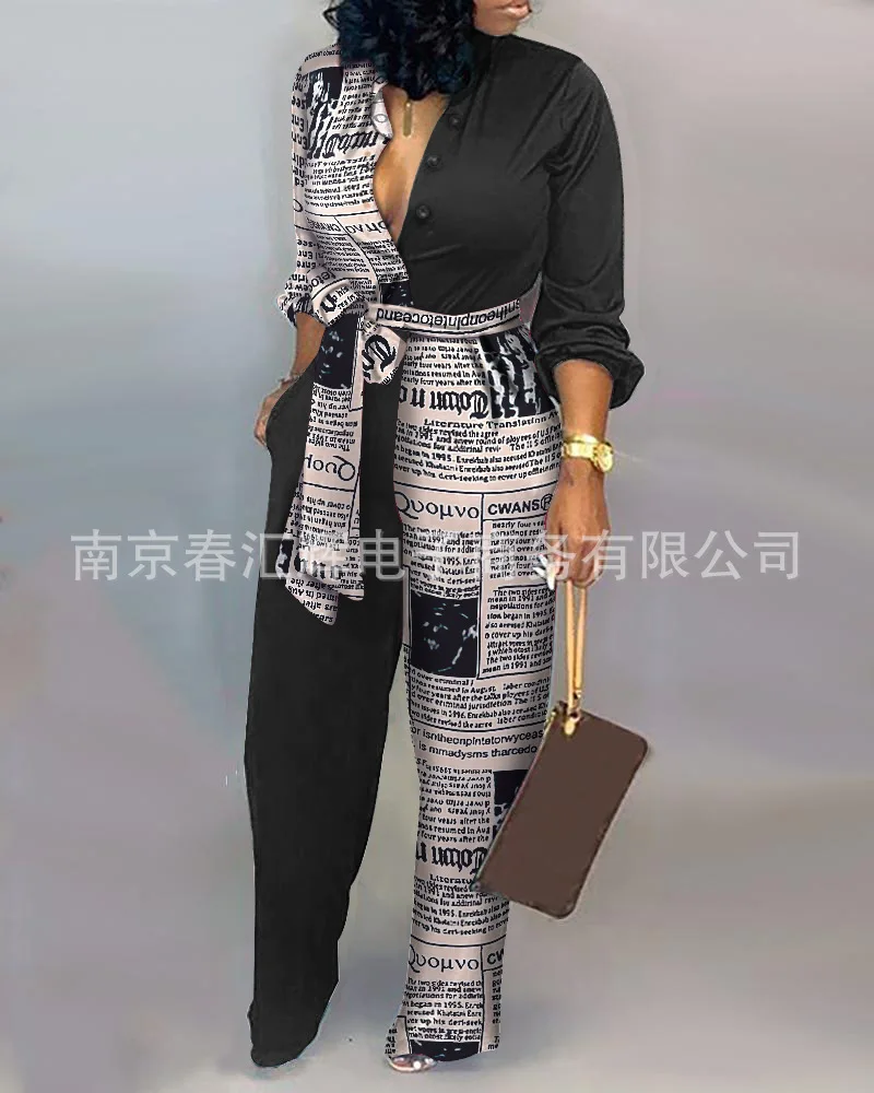 

2026 женский новый модный комбинезон с цветными блоками, женские брюки