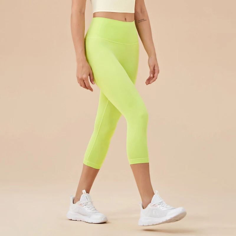 TRY TO BN Women Leggings Yoga Pants No Front Seam High Waist Leggings Sport Back Waist Pocket Fitness Workout Tights Gym Clothes