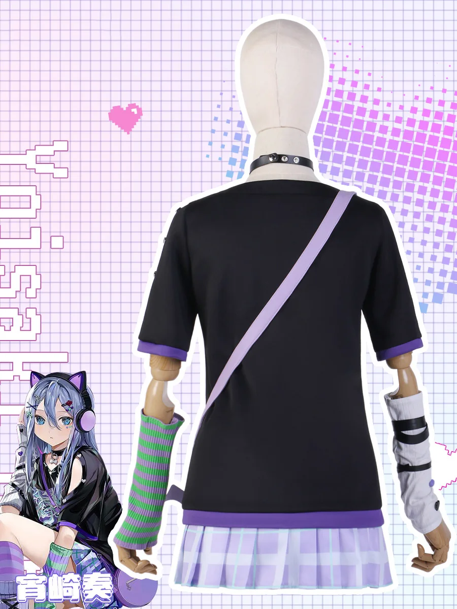 Game PJSK Yoisaki Kanade Cosplay Costumes Women Party Suit Top Skirts Bag Halloween Uniforms Custom Made