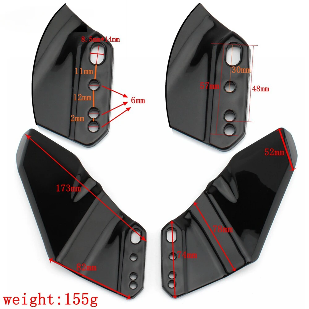 オートバイウイングレット空力翼フェアリングスポイラー Kawasaki Ninja Z800 ZX10R ZX6R 400 300 Z1000SX Ninja650R 250R 500R ZX14R