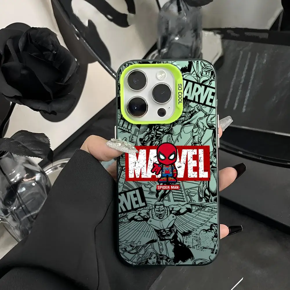 Marvel Spiderman Groot Phone Case Matte Colored Silver For Samsung S24 Ultra S23 Fe S21 S22 Plus Note 20 9 Hard Cover