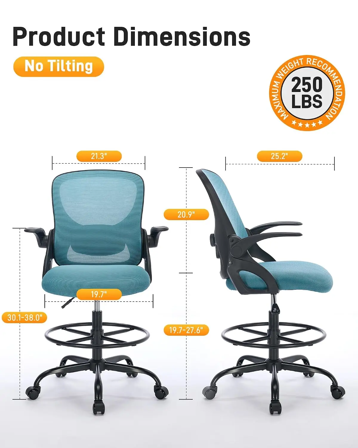 Drafting Chair with Arms Tall Adjustable Standing Desk Office Stool, Customized