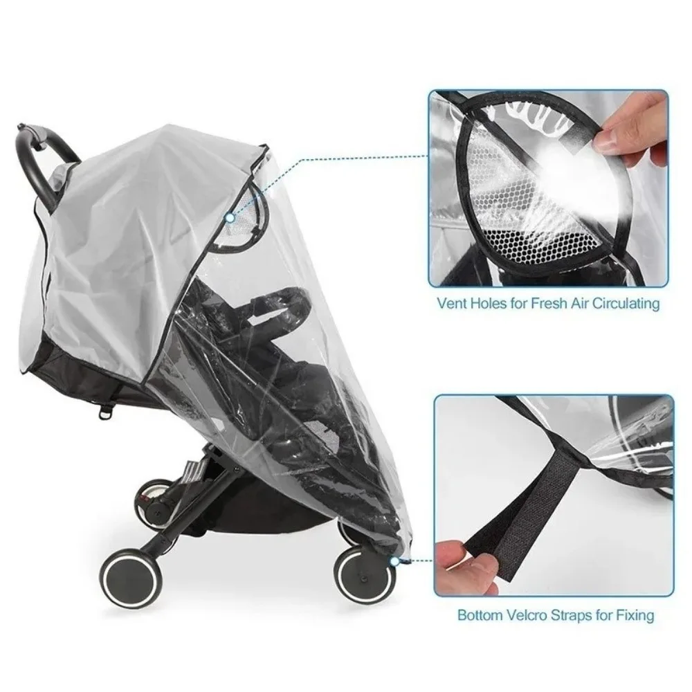 Portable Transparent Stroller Rain Cover Breathable Windproof Cart Raincoat 360 Degree Rainproof Cover Stroller Accessories