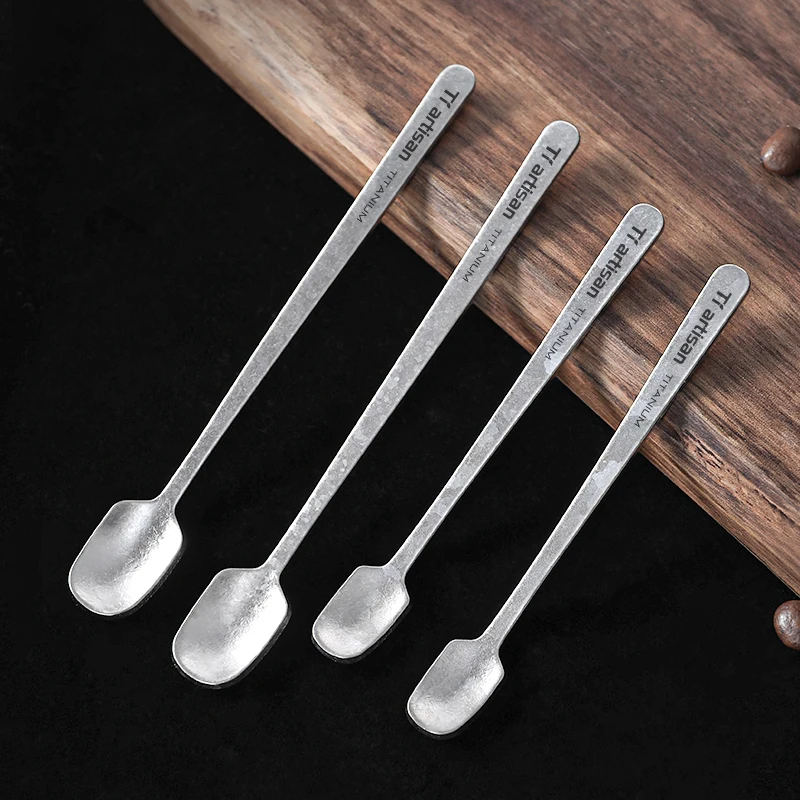 

Tiartisan, 2 шт., титановые ложки для размешивания кофе и чая, ложки для сока, десертов, мороженого, сверхлегкие, прочные, посуда для кемпинга на открытом воздухе