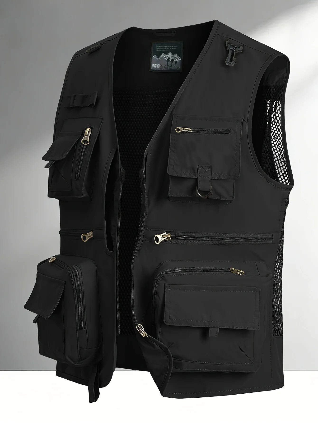 Neue Herren-Sommerweste in Übergröße, ärmellos, mit mehreren Taschen, Herrenweste für Fotografie, Freizeit, Angeln, Herrenbekleidung – Detail 14