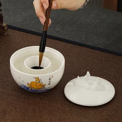 Chinese Calligraphy Ceramic Inkstone Ink Pool Table Painting Cartridge Bowl Plate Pen Holder Stationery Office Supplies Gift New