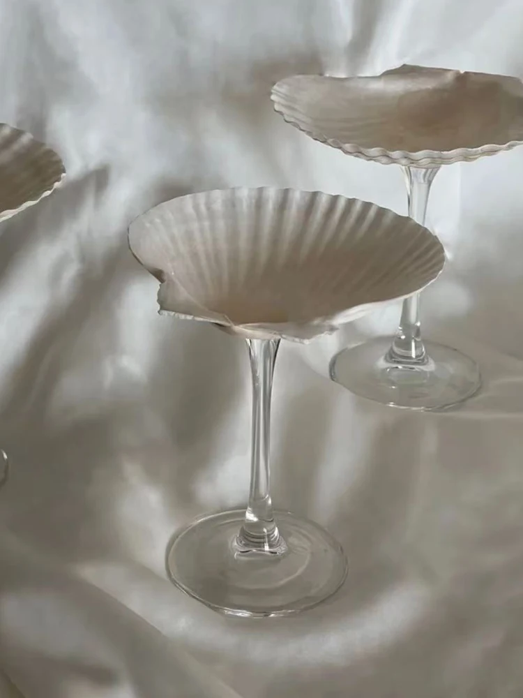 Luxury Scallop Shell Glass Cup, Minimalist Wabi-Sabi Design - Unique Housewarming Gift & Coastal Centerpiece Home Decoration