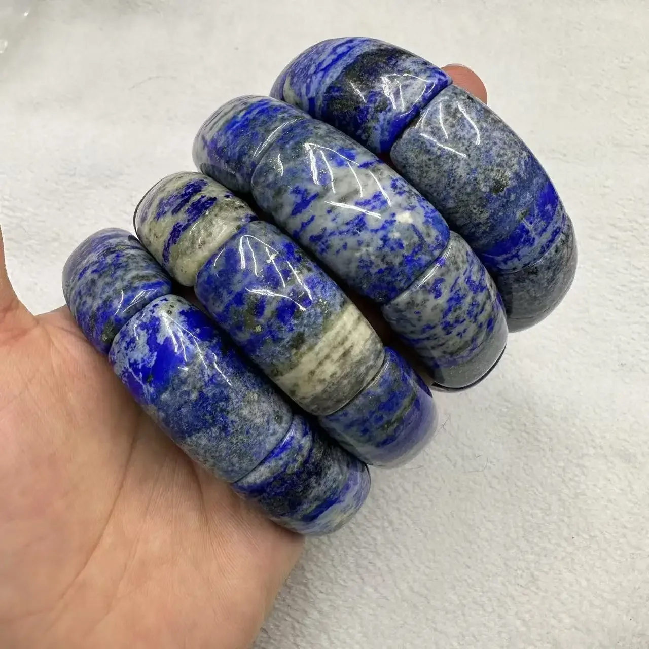 Natural Lapis Lazuli Blue and White Porcelain Color Bead Bracelet - Gemstone Bangle for Men & Women Gift Wholesale