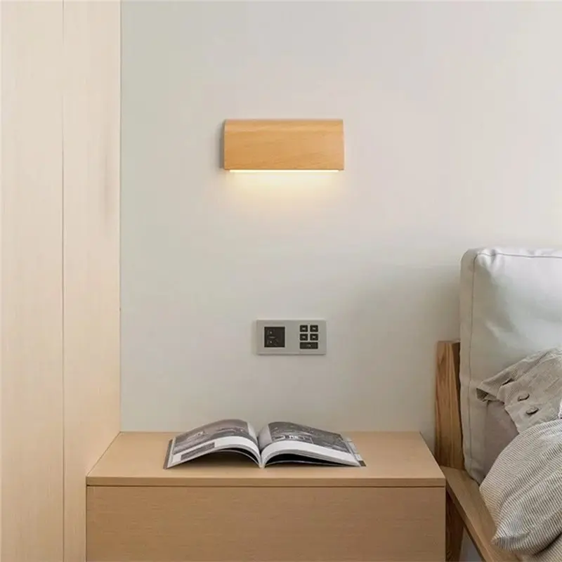 【CHRISTMAS 】Nordic Style Wood Color Home Decoration Metal Wall Lamp, Minimalist Living Room, Hallway Bedside Lighting