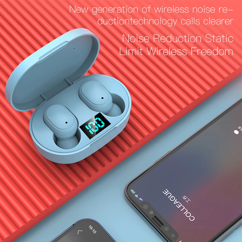 Fones de ouvido Bluetooth sem fio com microfone E6S TWS Headphones Redução de ruído Headset Lenovo Handsfree Earbuds Air Pro