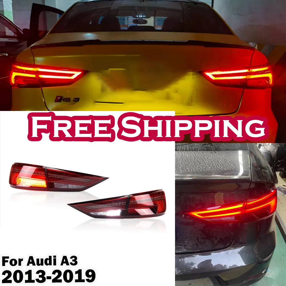 

Автомобильная задняя фара в сборе для Audi A3 2013-2019, обновленная Модифицированная в новую Audi светодиодный, динамический сигнал поворота, Тормозная лампа, автомобильная задняя фара