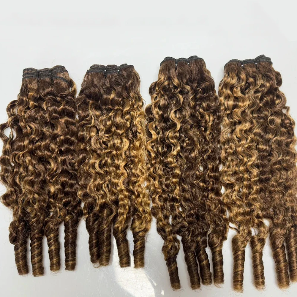 Highlight Burmese Curly Human Hair Bundles Human Hair Raw Hair Weave Bundles Double Drawn Vietnamese Human Hair Extension