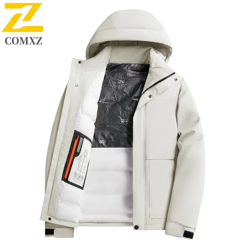 

COMXZ 2025 зимняя уличная ветровка мужская флисовая толстая ветрозащитная водонепроницаемая стеганая графеновая нагревательная подкладка теплое пальто мужское 24999