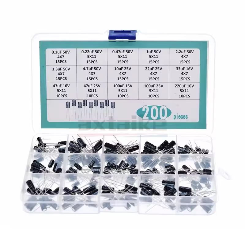 120/200/500Pcs 16V 25V 50V 0.1uF - 1000uF Aluminum Electrolytic Capacitor Assorted Kit Box 1uF 4.7uF 10uF 47uF 220uF 330uF 470uF - Image 5