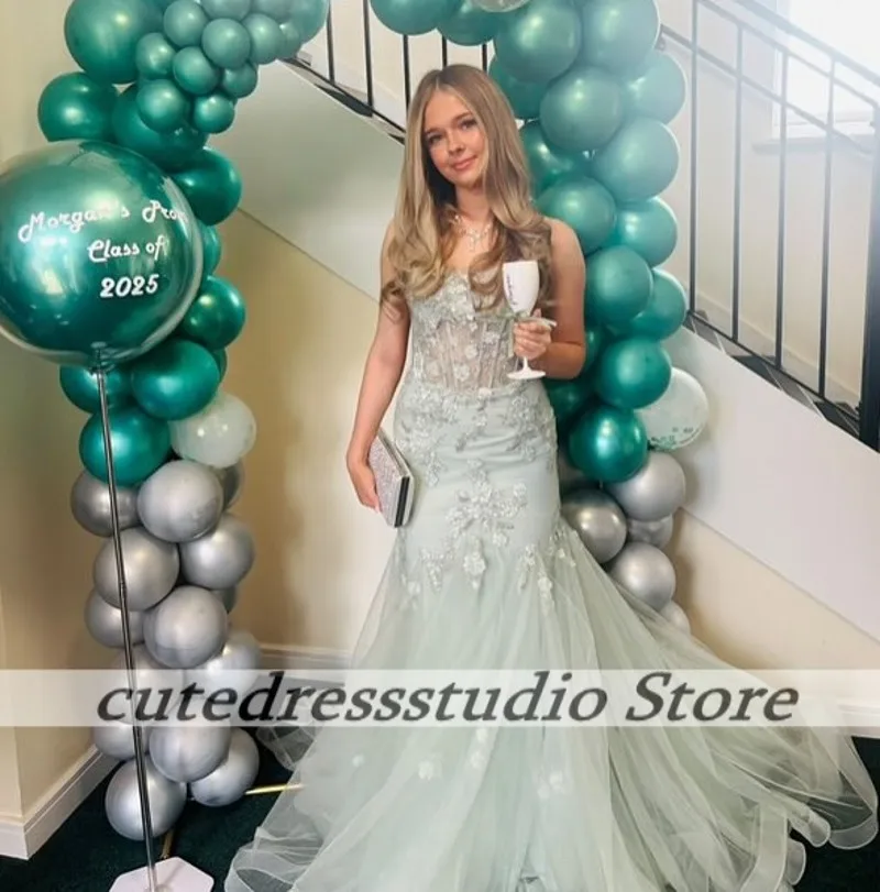 

Modern Long Mermaid Prom Dress 2026 Romantic Applique Ruffles Sleeveless Wedding Evening For Women Party Dresses Customized