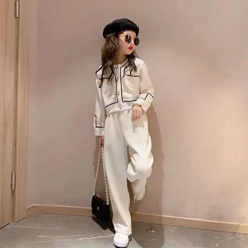 Korean Teenager 2023 Girls Clothing Set Spring Autumn  Blouse Pants Suit School Girls Fashion Kids Clothes Set 6 8 10 12 14 Yea