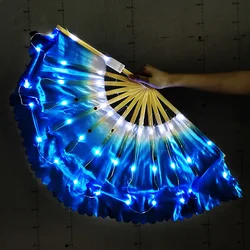 13 inches LED Silk Folding Fan Party Dance Stage Performance Wedding Show Led Rgb Ballet Dance Belly Dance Folding Light Fan