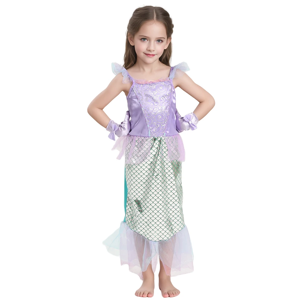 

Child Little Mermaid Costume Princess Ariel Fancy Dress For Girls Birthday Party Halloween Cosplay Carnival Outfit 4-12years