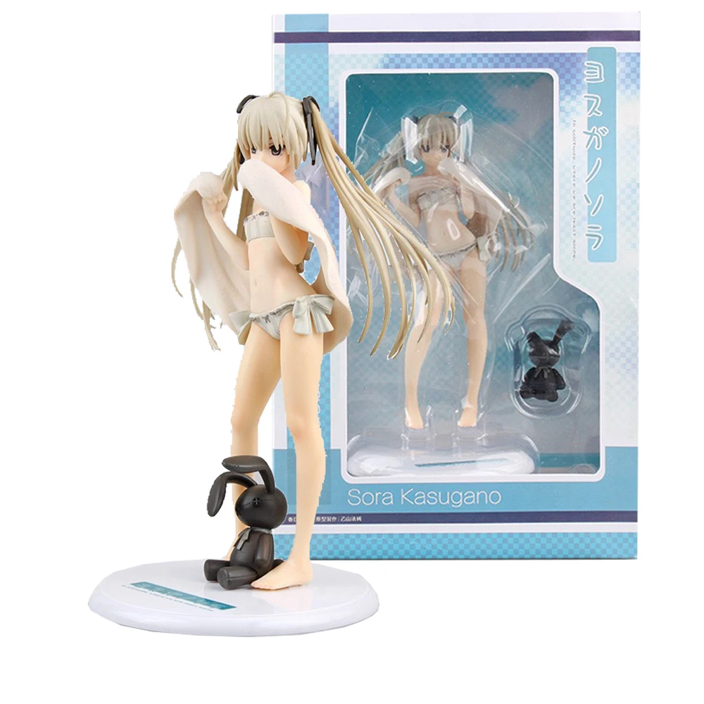 Figura de acción de Pvc de Anime, lindo pelo blanco, muñeca de Bikini para niña, modelo coleccionable, juguete de 19cm, caja de adorno para ordenador, embalaje