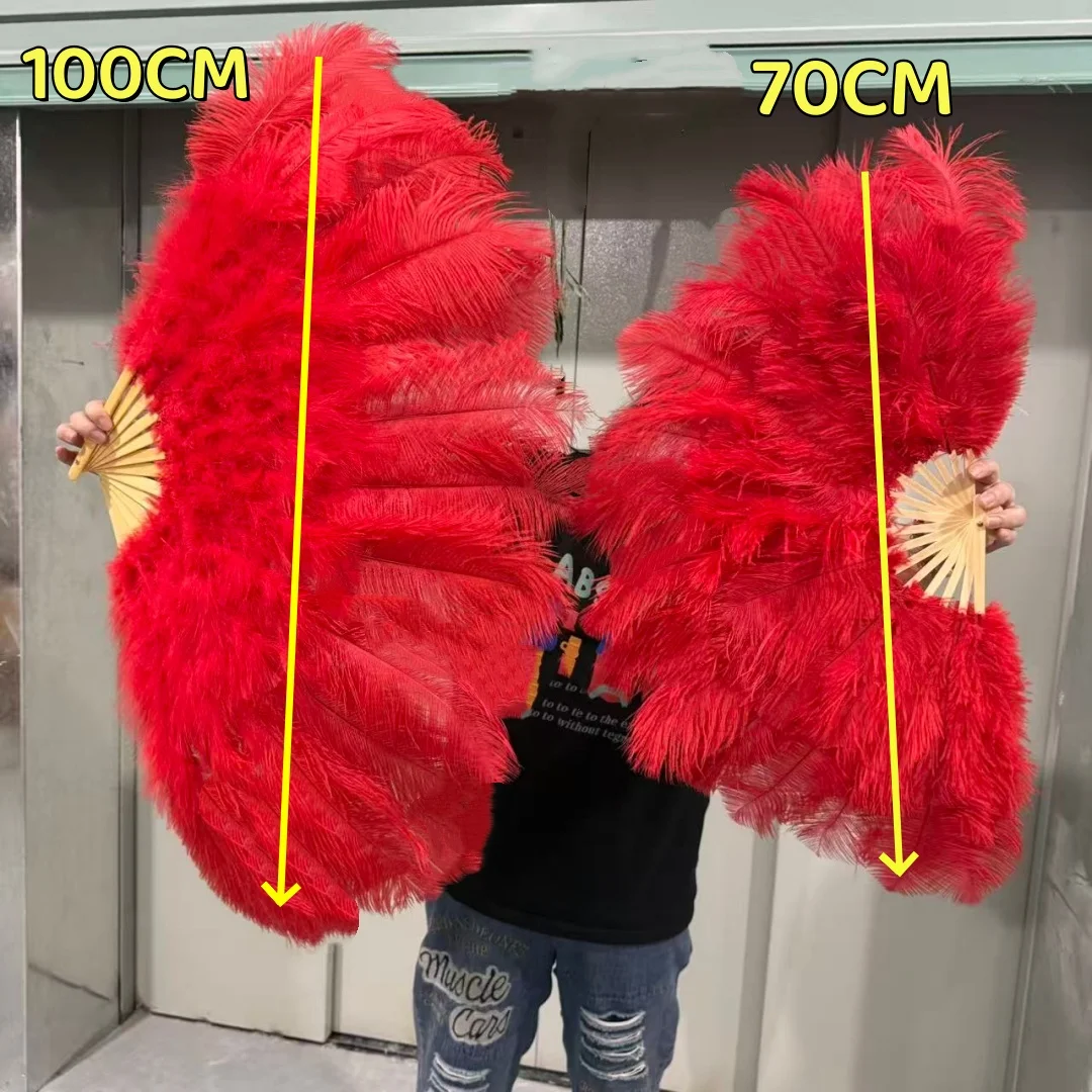 الضوء الطبيعي الأزرق النعامة ريشة مروحة 70 سنتيمتر 100 سنتيمتر طوي اليد عقد أعمدة مروحة ل هزلية الرقص الزفاف الأداء الدعامة