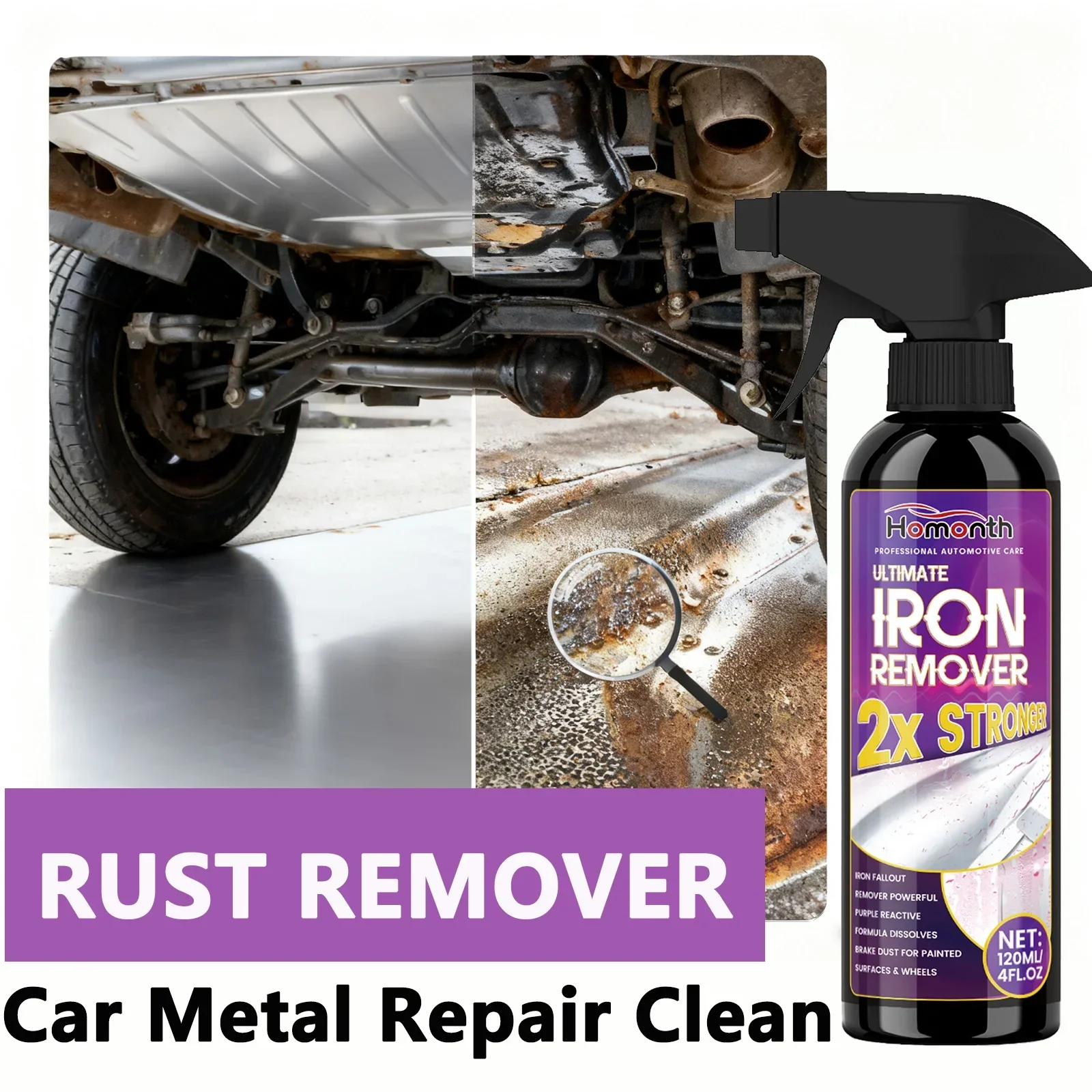 Car hub cleaner Iron powder removal Metal polishing Chrome care Rust prevention spray rust remover