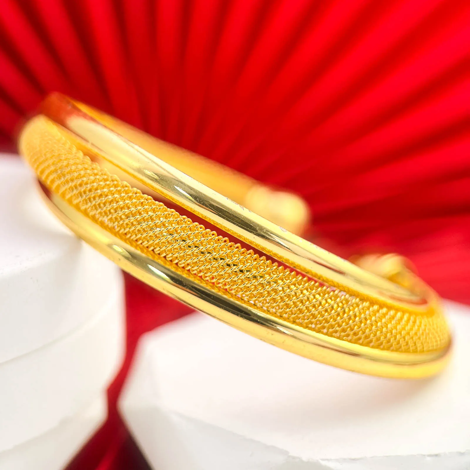 

Luxury 24K 9999 Pure Gold real gold Women's Fashion Exquisite Bracelet with Multi-Circle Opening