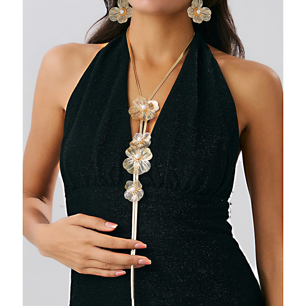 Necklace Butterfly Flower Tassel Ginkgo Leaf Y Shape Snake Chain Bronze Alloy Lightweight Premium Durable for Women Travel