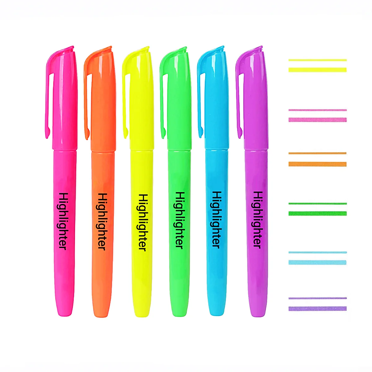 Paquete de 6 bolígrafos fluorescentes de punta fina – Secado rápido, resistentes a las manchas, de larga duración – Ideales para anotar, resaltar y manualidades