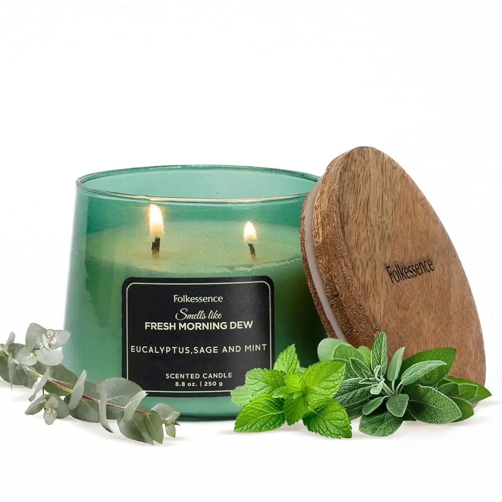 

Ароматические свечи с весенним ароматом – 8,8 унций | Роскошные зеленые свечи в банках с эвкалиптом и мятой, подарки для релаксации | Средство для снятия стресса Evergreen