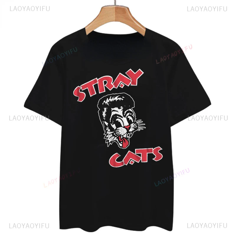 Classic Stray Cats Rock Tshirt American Rockabilly Band Fans Hipster Streetwear Fashion traspirante Boy Girl Men T Shirt Cotton