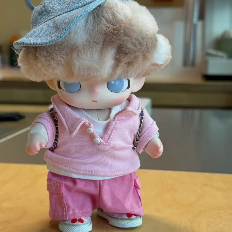 

17cm Pendant Vinyl Face Doll For Labubu/Dimoo Jacket Polo Shirt Casual Board Shoes Boken Shoes Replace Clothes Doll Decoration
