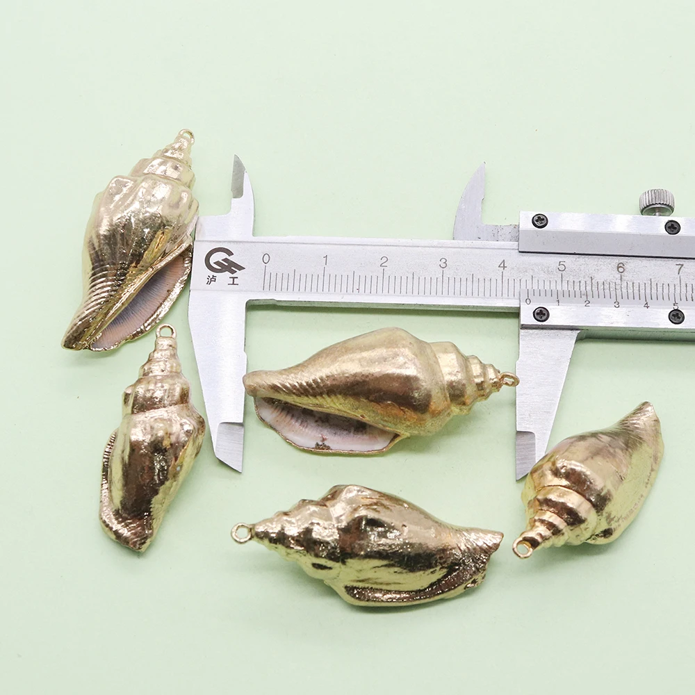 

Креативный стильный кулон из натуральной ракушки с золотым покрытием и одним отверстием, материал для DIY-украшений: ожерелий, серег, декораций