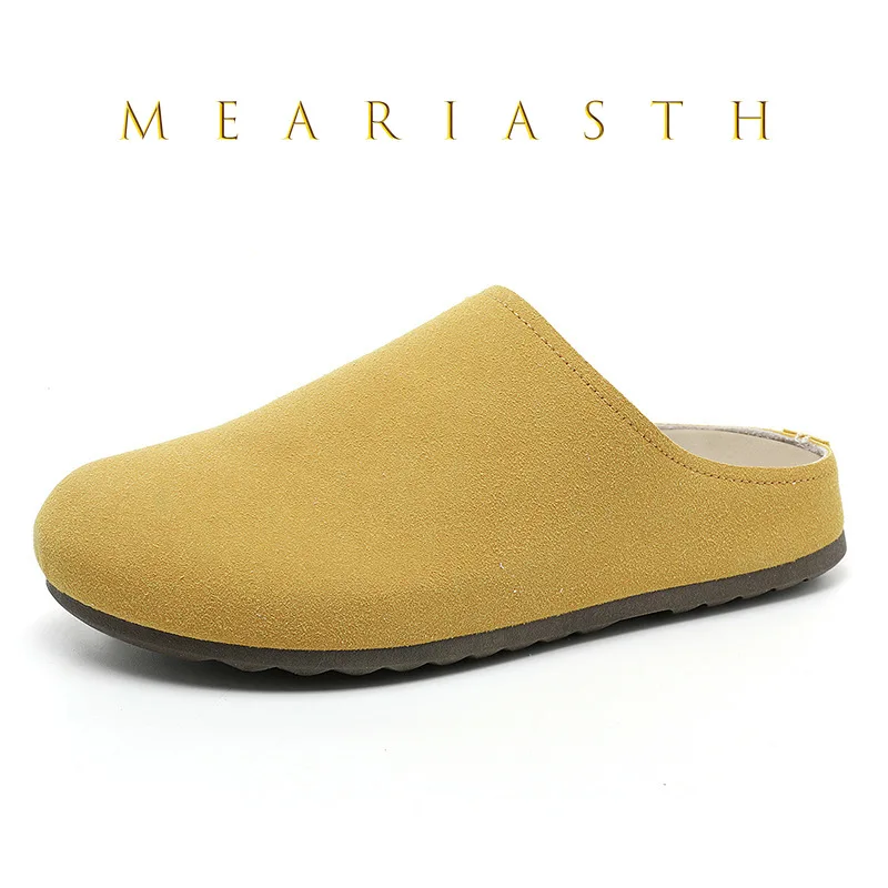

new Women's Clogs Classic Cork Slippers Cow Suede Leather Mules Men Cork Footbed Sandals Comfort Beach Shoes with Arch Support