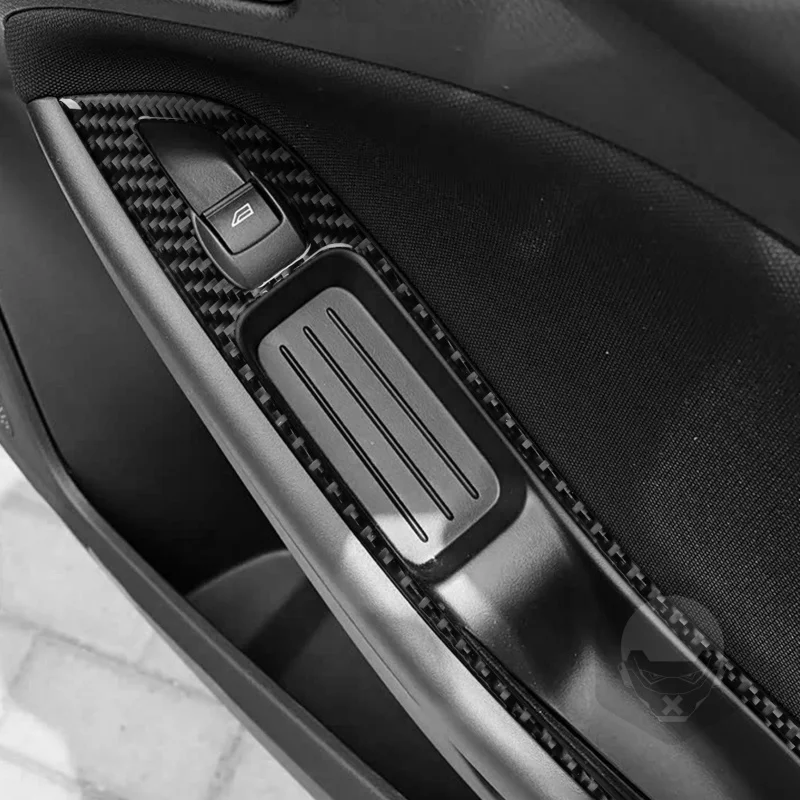 For Ford Focus SE RS ST Ecoboost 2015 2016 2017 2018 Real Soft Carbon Fiber Sticker LHD RHD Car Window Lift Button Panel Trim