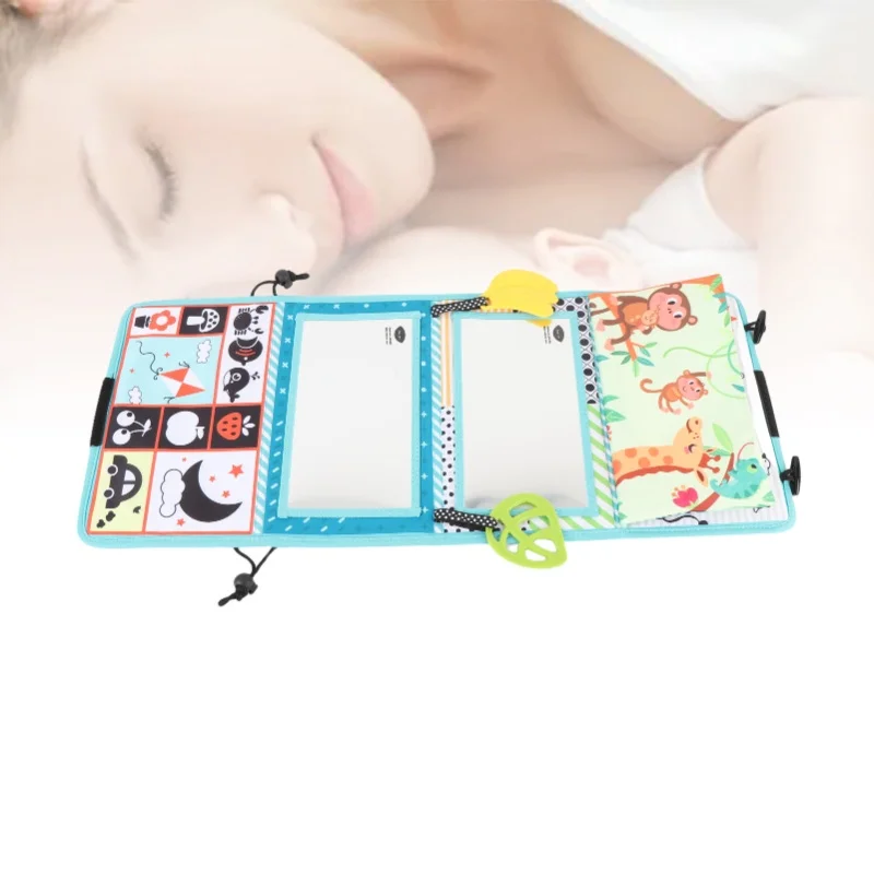Miroir pour bébé, jouet pour le ventre, miroir de sol pliable à contraste élevé avec livre en tissu froissé