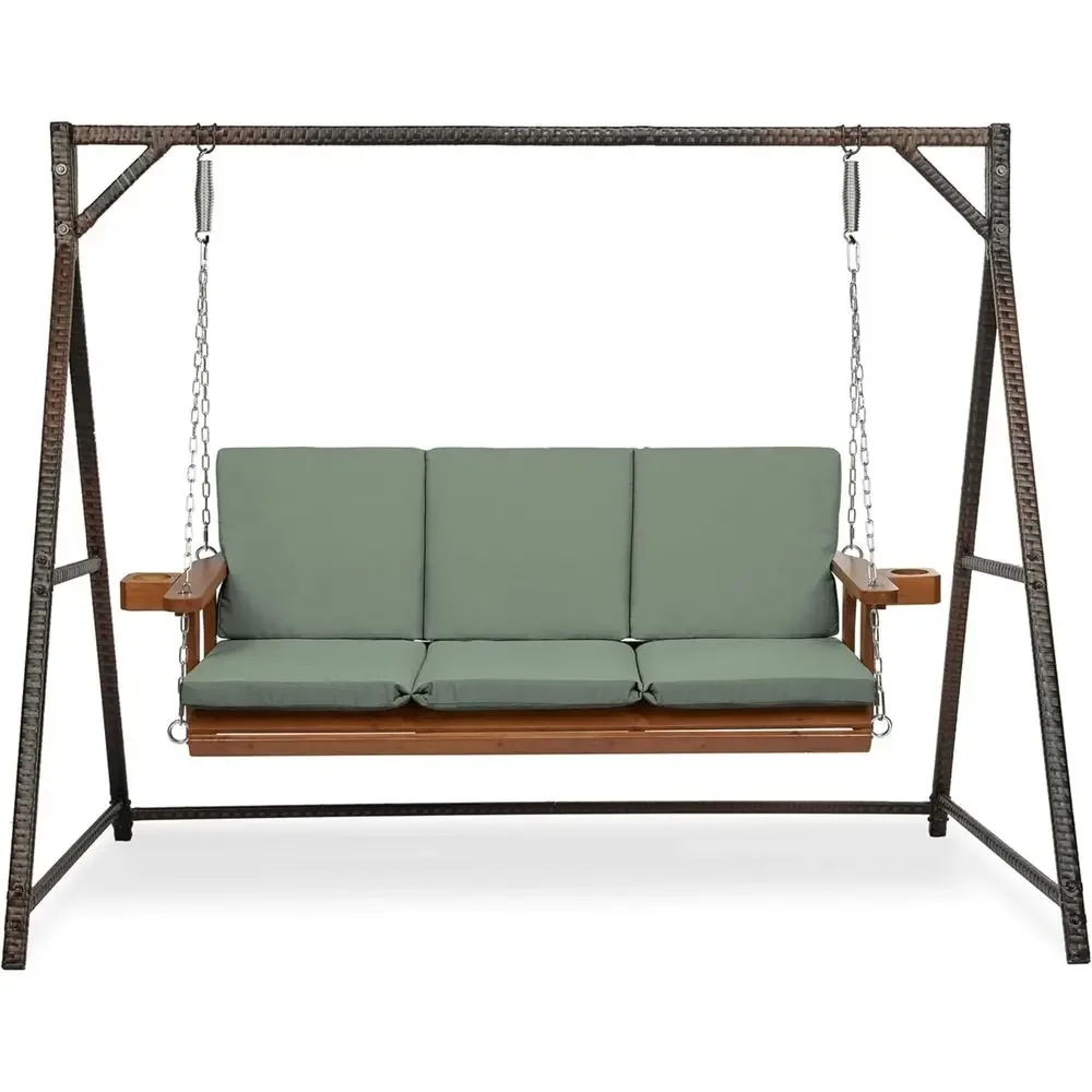 Water-Resistant, Fade-Resistant Outdoor/Indoor Swing Cushion Set, 56x20, Sage Green Textured