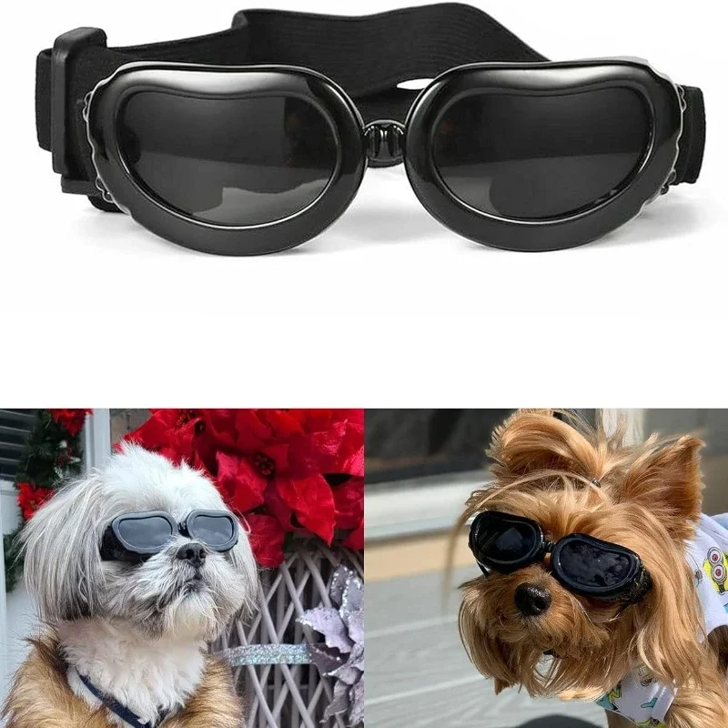 Dog Sunglasses Small Breed UV Protection Small Dog Goggles Wind Dust Proof Small Goggles with Adjustable Straps Clear