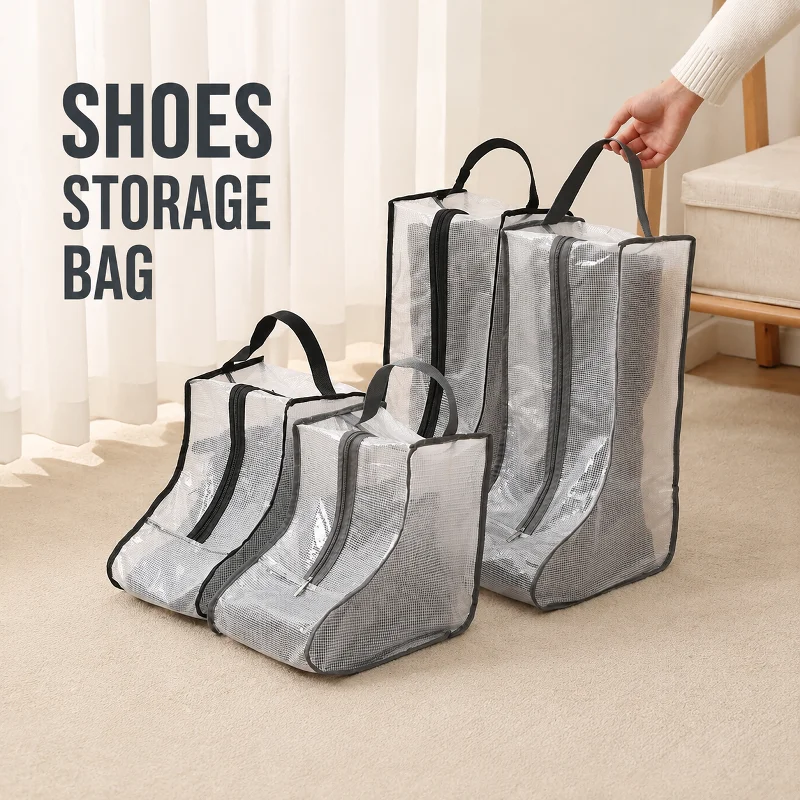 Boots Shoe Storage Bag Transparent Dustproof Waterproof Large Handy Carry Pouch Travel Shoe Protector For Home Trip Luggage Pack