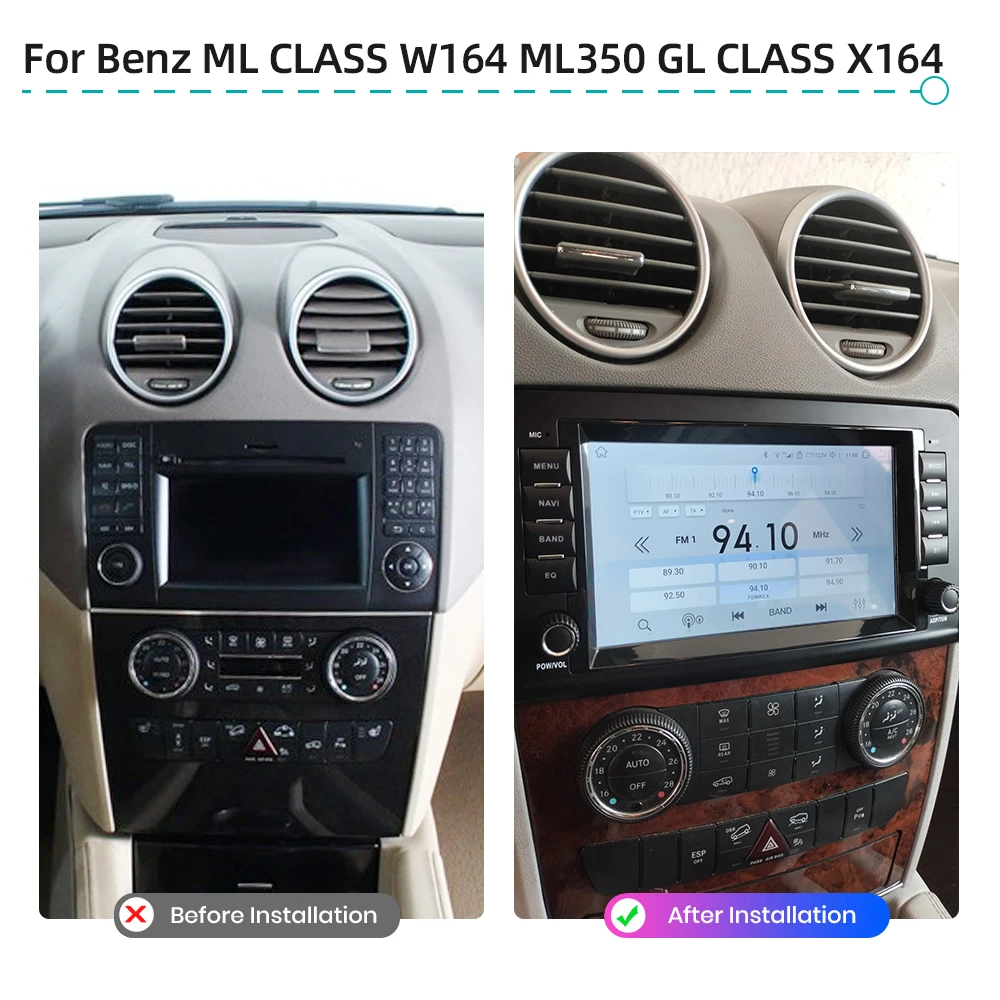 أندرويد 14.0 السيارات CarPlay لمرسيدس بنز ML الفئة W164 ML350 GL الفئة X164 بلوتوث الملاحة راديو السيارة مشغل وسائط متعددة