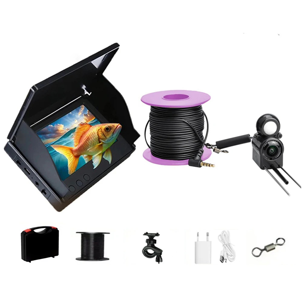 Underwater Fishing Camera 4.3 Inch IPS Monitor Portable Video Fish Finder 220° Fish Finder 15/20/30m Cable for Ice Lake Fishing
