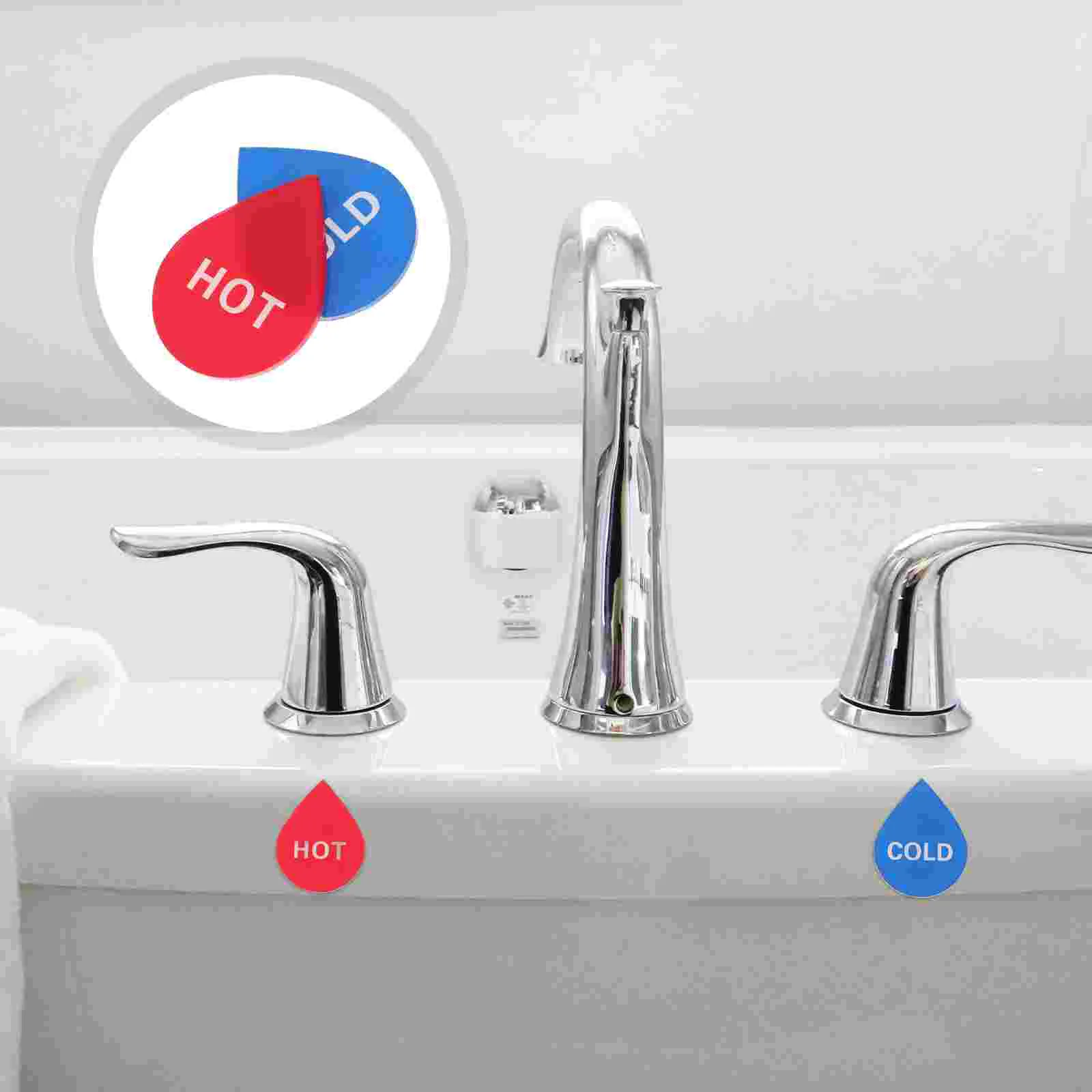 6 Pairs Hot and Cold Water Labels Signs Faucet Tub Temperature Sticker No Smoking Stickers Acrylic