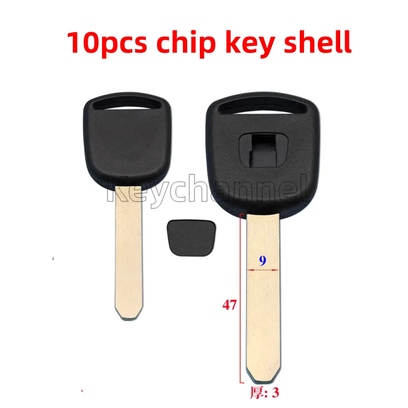 Keychannel 10PCS Car Tansponder Key For Honda Accord Odyssey Brio Civic CRV EVERUS Jade URV XRV HON66 Key Blade Spare Chip Key